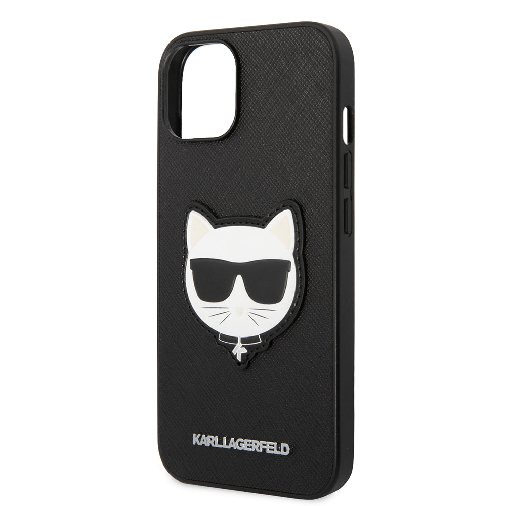 Pouzdro pro Apple iPhone 14 Plus, Karl Lagerfeld, Saffiano Choupette's Head, Černá