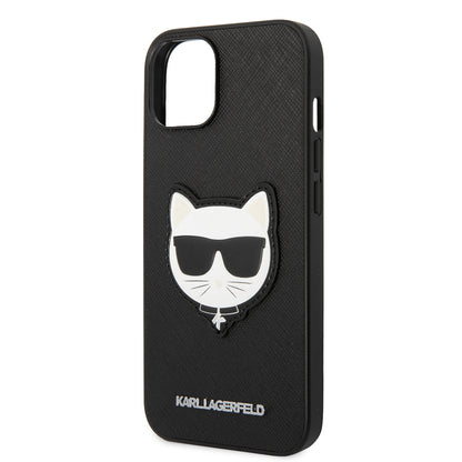 Pouzdro pro Apple iPhone 14 Plus, Karl Lagerfeld, Saffiano Choupette's Head, Černá
