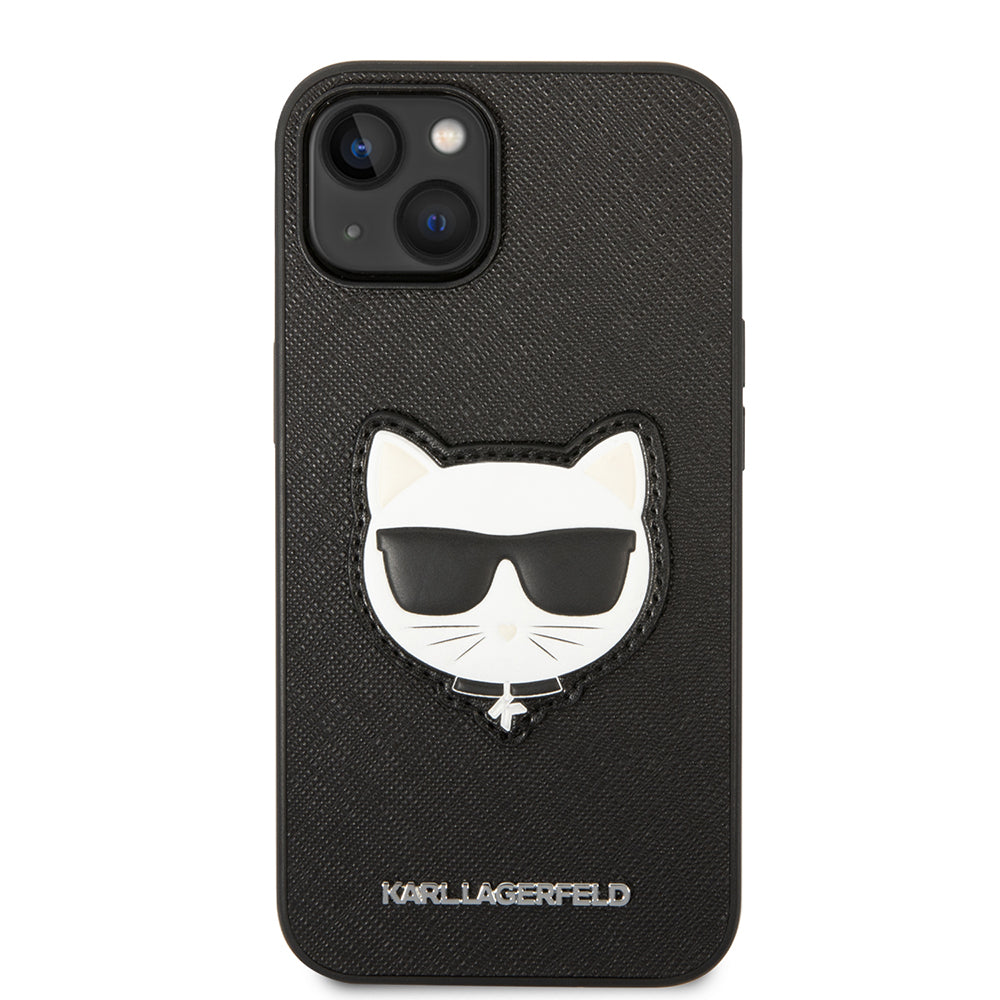 Pouzdro pro Apple iPhone 14 Plus, Karl Lagerfeld, Saffiano Choupette's Head, Černá