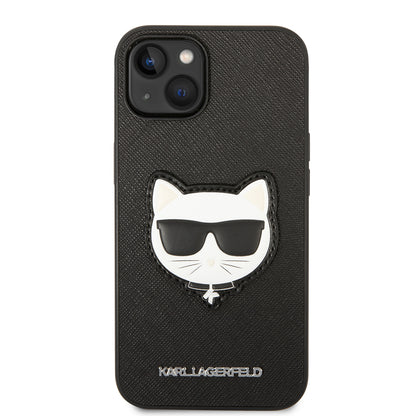 Pouzdro pro Apple iPhone 14 Plus, Karl Lagerfeld, Saffiano Choupette's Head, Černá