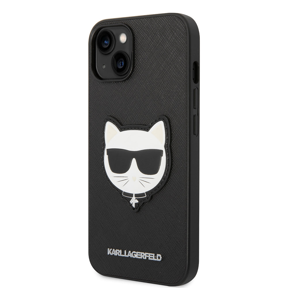 Pouzdro pro Apple iPhone 14 Plus, Karl Lagerfeld, Saffiano Choupette's Head, Černá