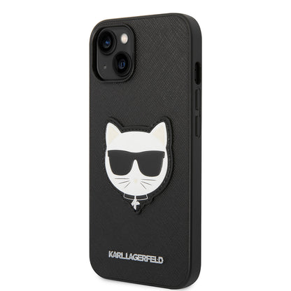 Pouzdro pro Apple iPhone 14 Plus, Karl Lagerfeld, Saffiano Choupette's Head, Černá