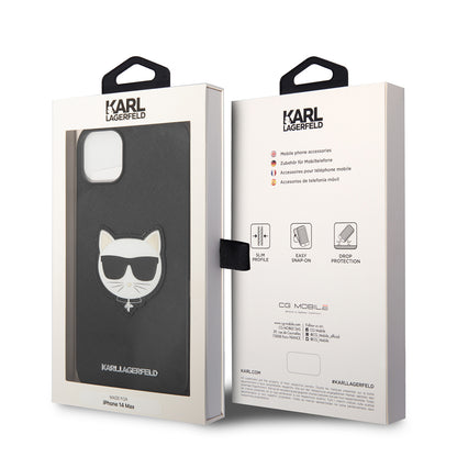 Pouzdro pro Apple iPhone 14 Plus, Karl Lagerfeld, Saffiano Choupette's Head, Černá
