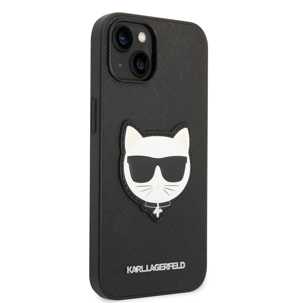 Pouzdro pro Apple iPhone 14 Plus, Karl Lagerfeld, Saffiano Choupette's Head, Černá