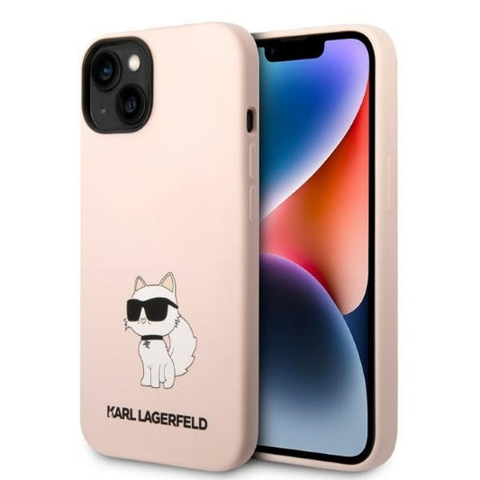 Pouzdro pro Apple iPhone 14 Plus, Karl Lagerfeld, Silicone Choupette, Růžové