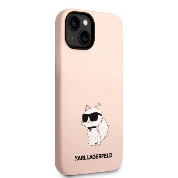 Pouzdro pro Apple iPhone 14 Plus, Karl Lagerfeld, Silicone Choupette, Růžové