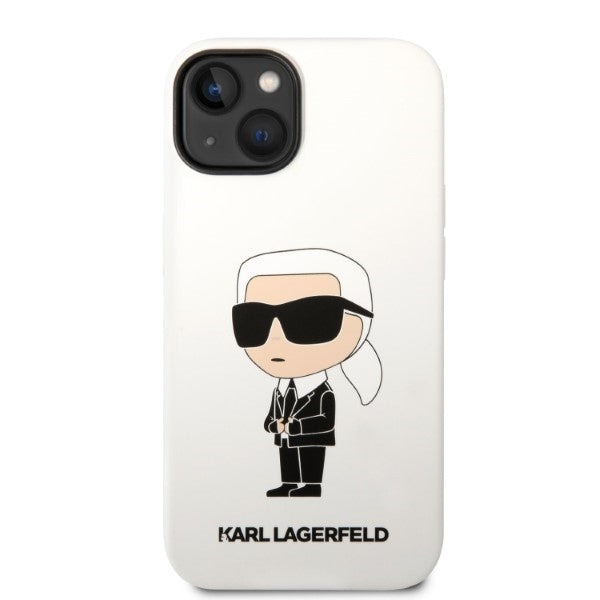 Pouzdro pro Apple iPhone 14 Plus, Karl Lagerfeld, Silicone Ikonik Karl, Bílá