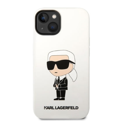 Pouzdro pro Apple iPhone 14 Plus, Karl Lagerfeld, Silicone Ikonik Karl, Bílá