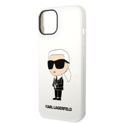 Pouzdro pro Apple iPhone 14 Plus, Karl Lagerfeld, Silicone Ikonik Karl, Bílá