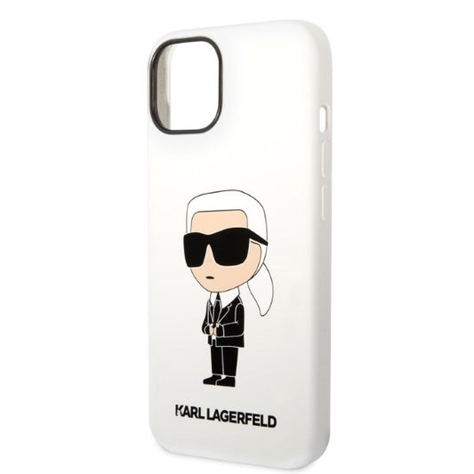 Pouzdro pro Apple iPhone 14 Plus, Karl Lagerfeld, Silicone Ikonik Karl, Bílá