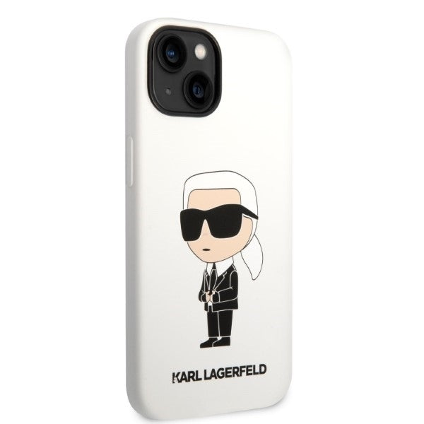 Pouzdro pro Apple iPhone 14 Plus, Karl Lagerfeld, Silicone Ikonik Karl, Bílá