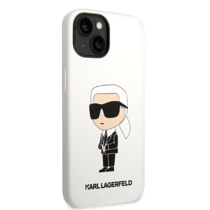 Pouzdro pro Apple iPhone 14 Plus, Karl Lagerfeld, Silicone Ikonik Karl, Bílá