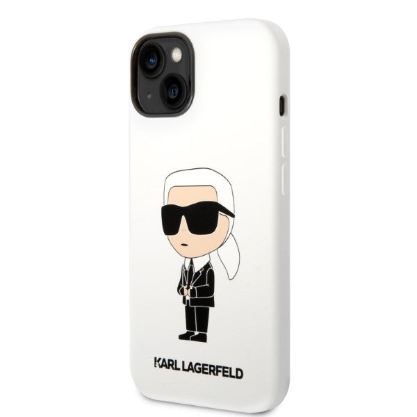 Pouzdro pro Apple iPhone 14 Plus, Karl Lagerfeld, Silicone Ikonik Karl, Bílá