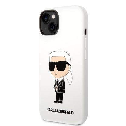 Pouzdro pro Apple iPhone 14 Plus, Karl Lagerfeld, Silicone Ikonik Karl, Bílá
