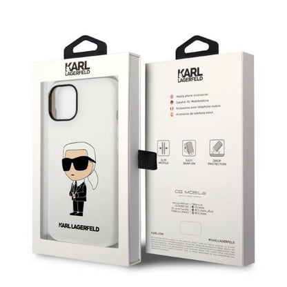 Pouzdro pro Apple iPhone 14 Plus, Karl Lagerfeld, Silicone Ikonik Karl, Bílá