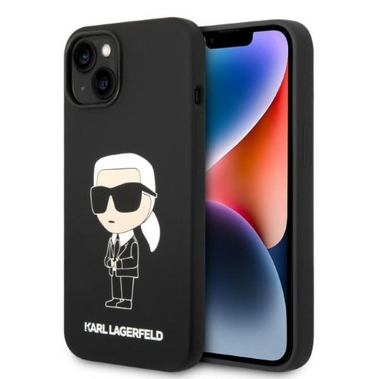 Pouzdro pro Apple iPhone 14 Plus, Karl Lagerfeld, Silicone Ikonik Karl, Černá