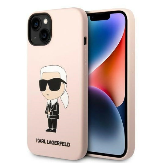 Pouzdro pro Apple iPhone 14 Plus, Karl Lagerfeld, Silicone Ikonik Karl, Růžové