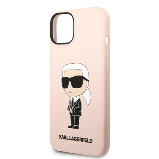 Pouzdro pro Apple iPhone 14 Plus, Karl Lagerfeld, Silicone Ikonik Karl, Růžové