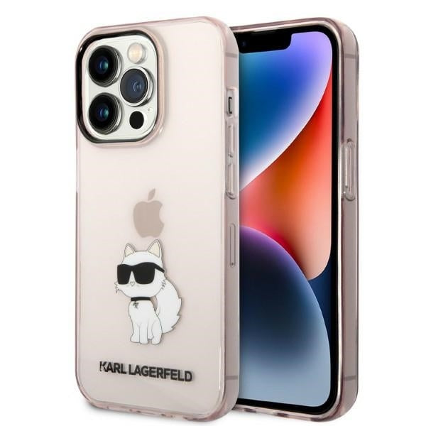 Pouzdro pro Apple iPhone 14 Pro, Karl Lagerfeld, Ikonik Choupette, Růžové