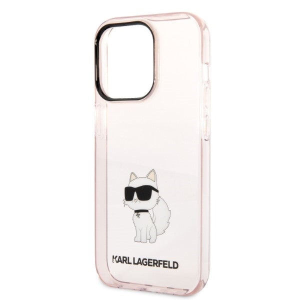 Pouzdro pro Apple iPhone 14 Pro, Karl Lagerfeld, Ikonik Choupette, Růžové