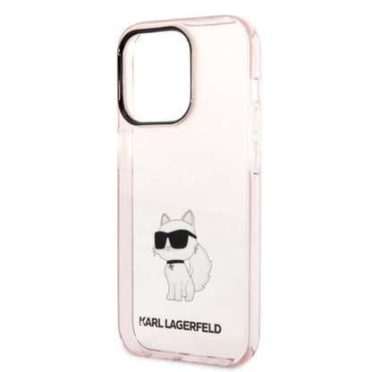 Pouzdro pro Apple iPhone 14 Pro, Karl Lagerfeld, Ikonik Choupette, Růžové