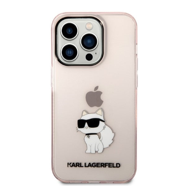 Pouzdro pro Apple iPhone 14 Pro, Karl Lagerfeld, Ikonik Choupette, Růžové