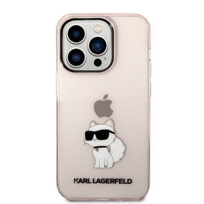 Pouzdro pro Apple iPhone 14 Pro, Karl Lagerfeld, Ikonik Choupette, Růžové