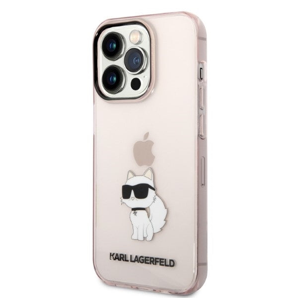 Pouzdro pro Apple iPhone 14 Pro, Karl Lagerfeld, Ikonik Choupette, Růžové