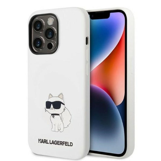 Pouzdro pro Apple iPhone 14 Pro, Karl Lagerfeld, Silicone Choupette, Bílá