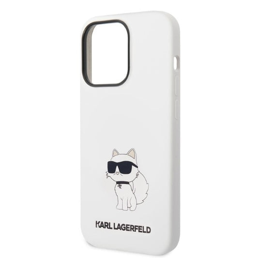 Pouzdro pro Apple iPhone 14 Pro, Karl Lagerfeld, Silicone Choupette, Bílá