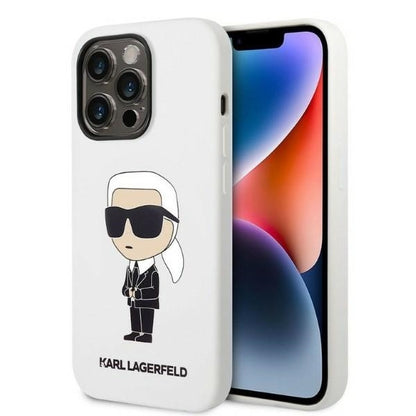 Pouzdro pro Apple iPhone 14 Pro, Karl Lagerfeld, Silicone Ikonik NFT, Bílá