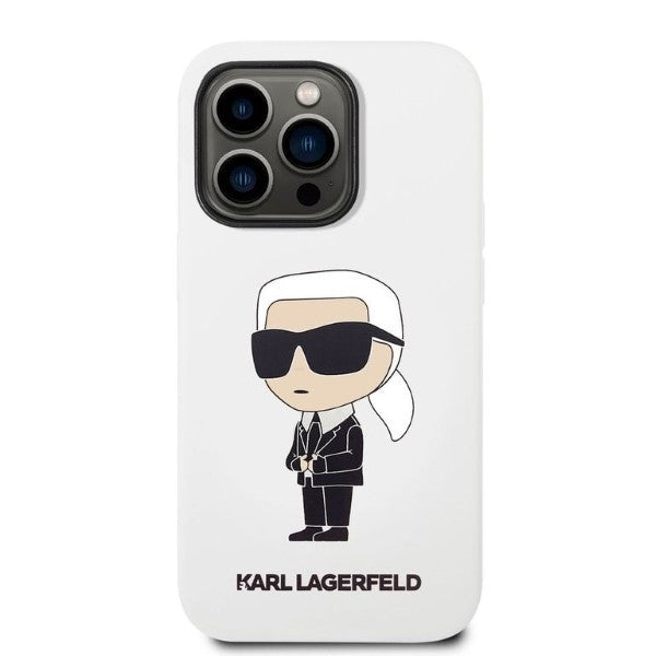 Pouzdro pro Apple iPhone 14 Pro, Karl Lagerfeld, Silicone Ikonik NFT, Bílá