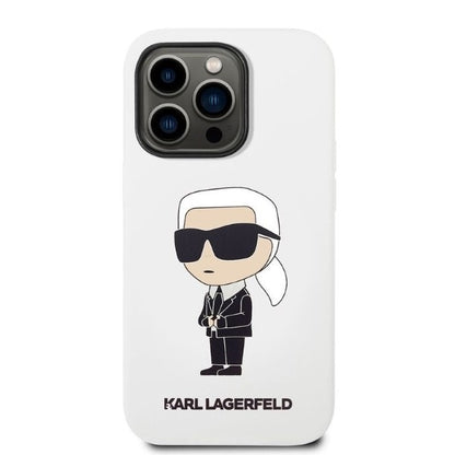 Pouzdro pro Apple iPhone 14 Pro, Karl Lagerfeld, Silicone Ikonik NFT, Bílá