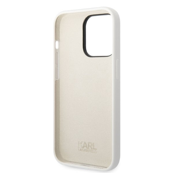 Pouzdro pro Apple iPhone 14 Pro, Karl Lagerfeld, Silicone Ikonik NFT, Bílá