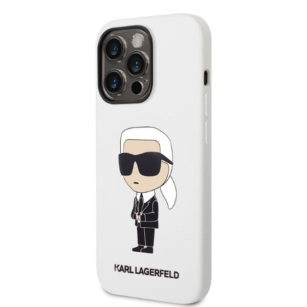 Pouzdro pro Apple iPhone 14 Pro, Karl Lagerfeld, Silicone Ikonik NFT, Bílá
