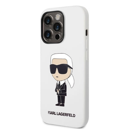 Pouzdro pro Apple iPhone 14 Pro, Karl Lagerfeld, Silicone Ikonik NFT, Bílá