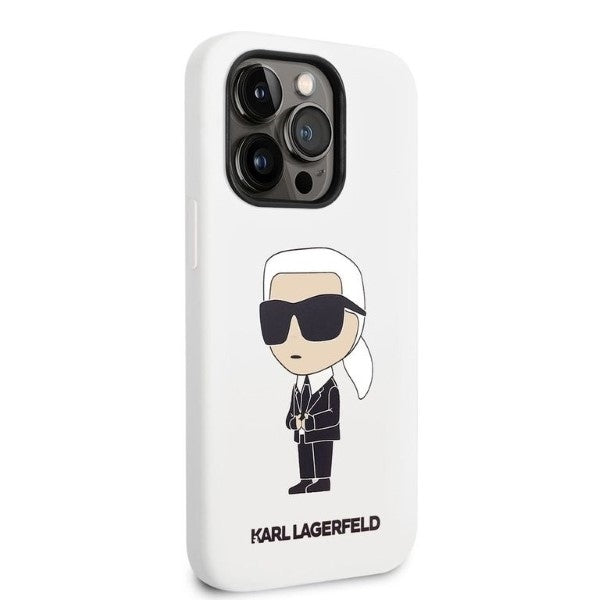 Pouzdro pro Apple iPhone 14 Pro, Karl Lagerfeld, Silicone Ikonik NFT, Bílá