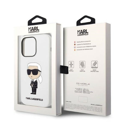 Pouzdro pro Apple iPhone 14 Pro, Karl Lagerfeld, Silicone Ikonik NFT, Bílá