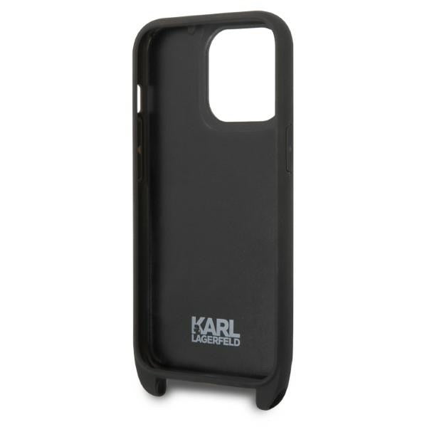 Pouzdro pro Apple iPhone 14 Pro, Karl Lagerfeld, Monogram Ikonik Karl, Černá