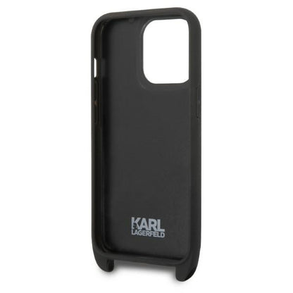 Pouzdro pro Apple iPhone 14 Pro, Karl Lagerfeld, Monogram Ikonik Karl, Černá