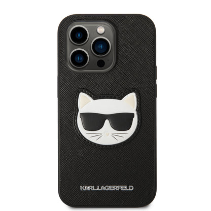 Pouzdro pro Apple iPhone 14 Pro, Karl Lagerfeld, Saffiano Choupette's Head, Černá
