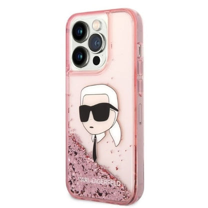 Case for Apple iPhone 14 Pro Max, Karl Lagerfeld, Glitter Karl's Head, Pink