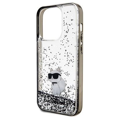 Pouzdro pro Apple iPhone 14 Pro Max, Karl Lagerfeld, Liquid Glitter Choupette, Transparentní