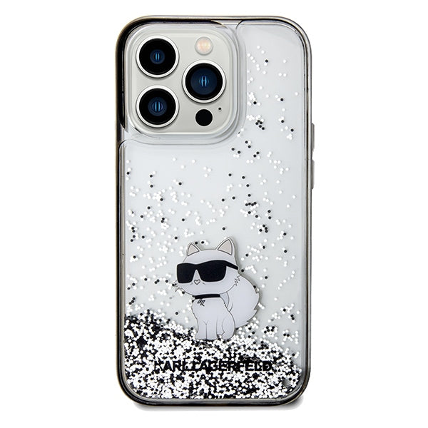 Pouzdro pro Apple iPhone 14 Pro Max, Karl Lagerfeld, Liquid Glitter Choupette, Transparentní