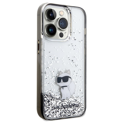 Pouzdro pro Apple iPhone 14 Pro Max, Karl Lagerfeld, Liquid Glitter Choupette, Transparentní