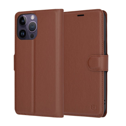 Pouzdro pro Apple iPhone 14 Pro Max, Techsuit, kožené folio, hnědé