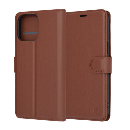 Pouzdro pro Apple iPhone 14 Pro Max, Techsuit, kožené folio, hnědé