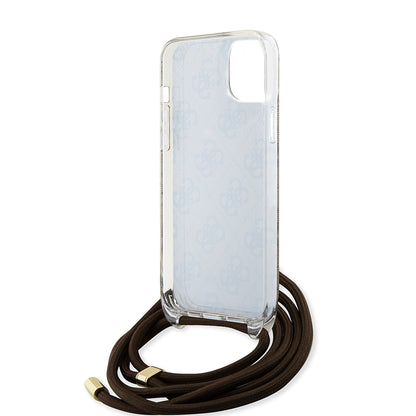 Pouzdro pro Apple iPhone 15, Guess, 4G IML Printed Crossbody, hnědé