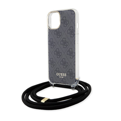 Case for Apple iPhone 15, Guess, 4G IML Printed Crossbody, Black