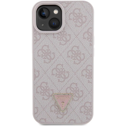 Pouzdro pro Apple iPhone 15, Guess, 4G Triangle Strass, Růžové